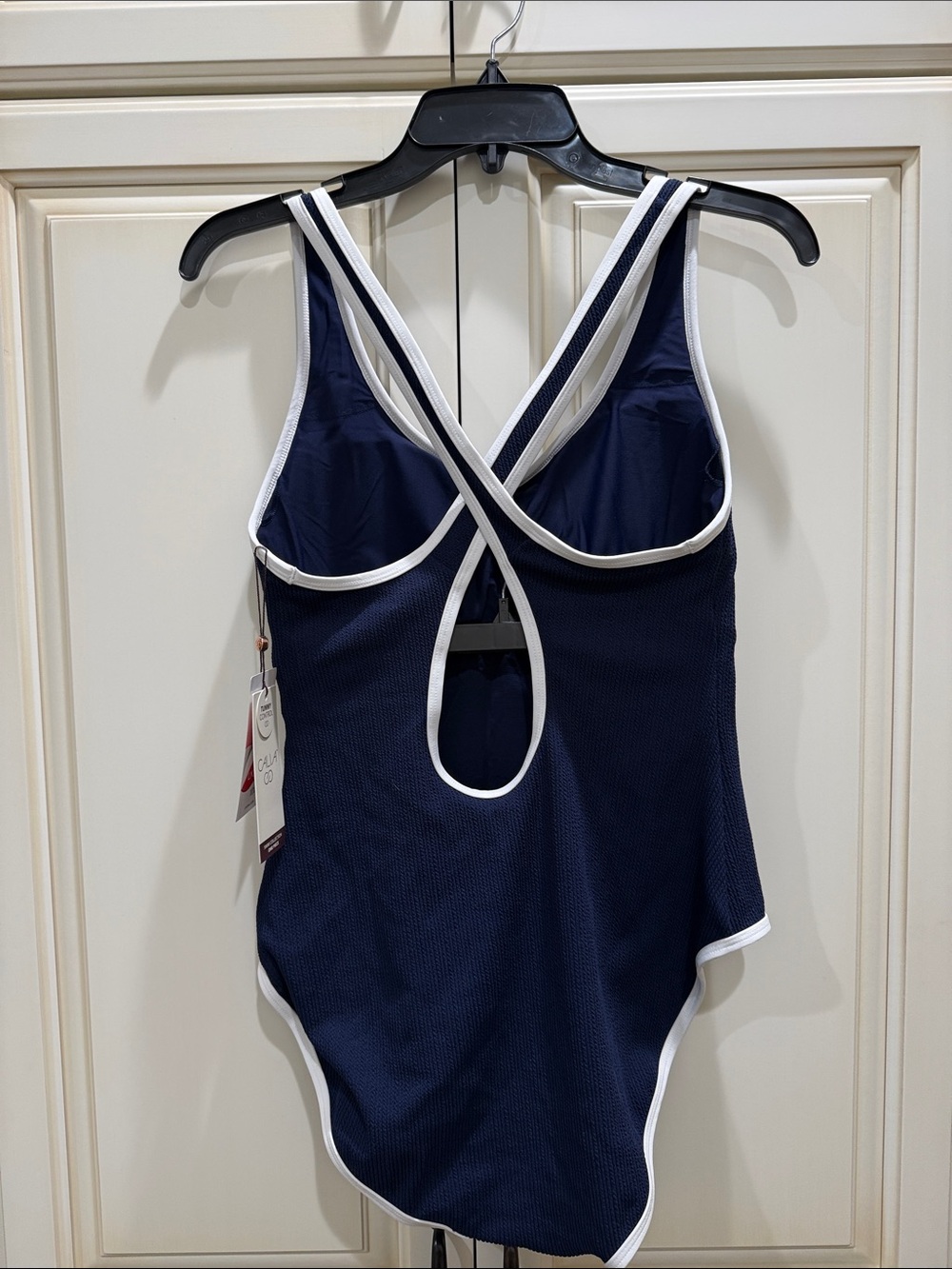 CALIA by Carrie Underwood Navy Blue One-Piece Swimsuit with White Trim - Picture 2 of 3